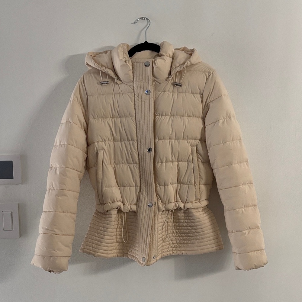 Tahari Light Tan Puffer Jacket